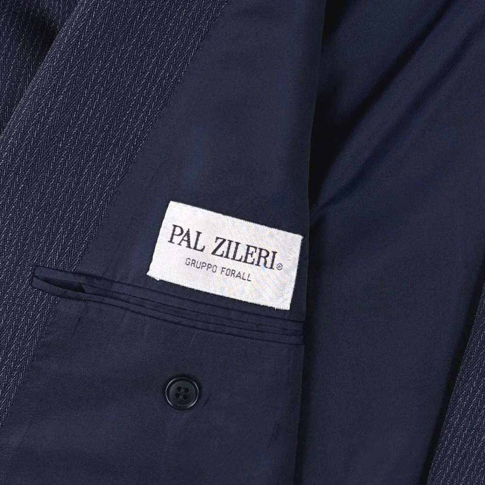 Pal Zileri Italy Mens Navy Blue Wool Double Breasted Pinstripe Suit 42R 36x30